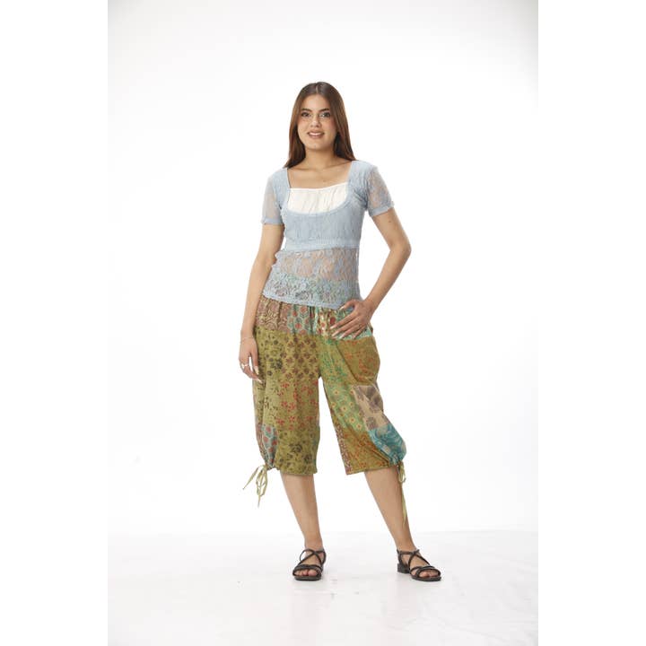 Assorted Cotton Patchwork ¾ "Summer At The Beach" Pants for wholesale on Faire4