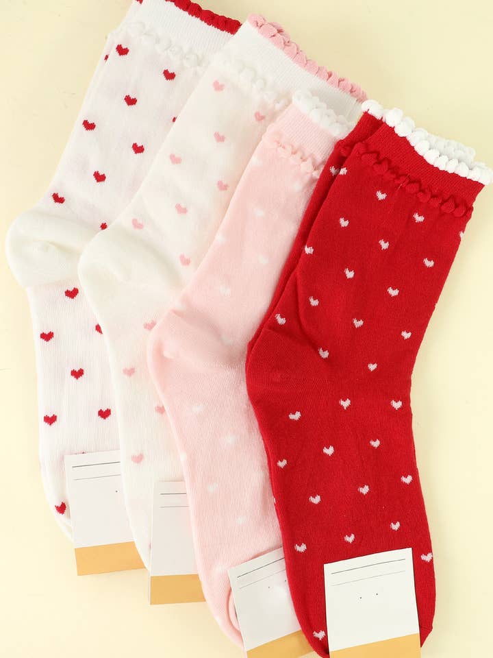 Heart Theme Comfort Cotton Knit Socks for wholesale by SP Sophia Collection