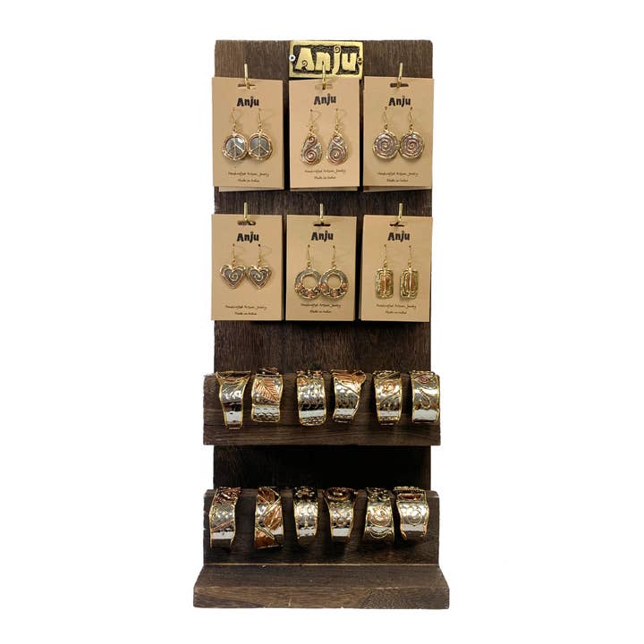Mixed Metal Prepack; Bracelets, Earrings, and Display for wholesale by Anju Jewelry
