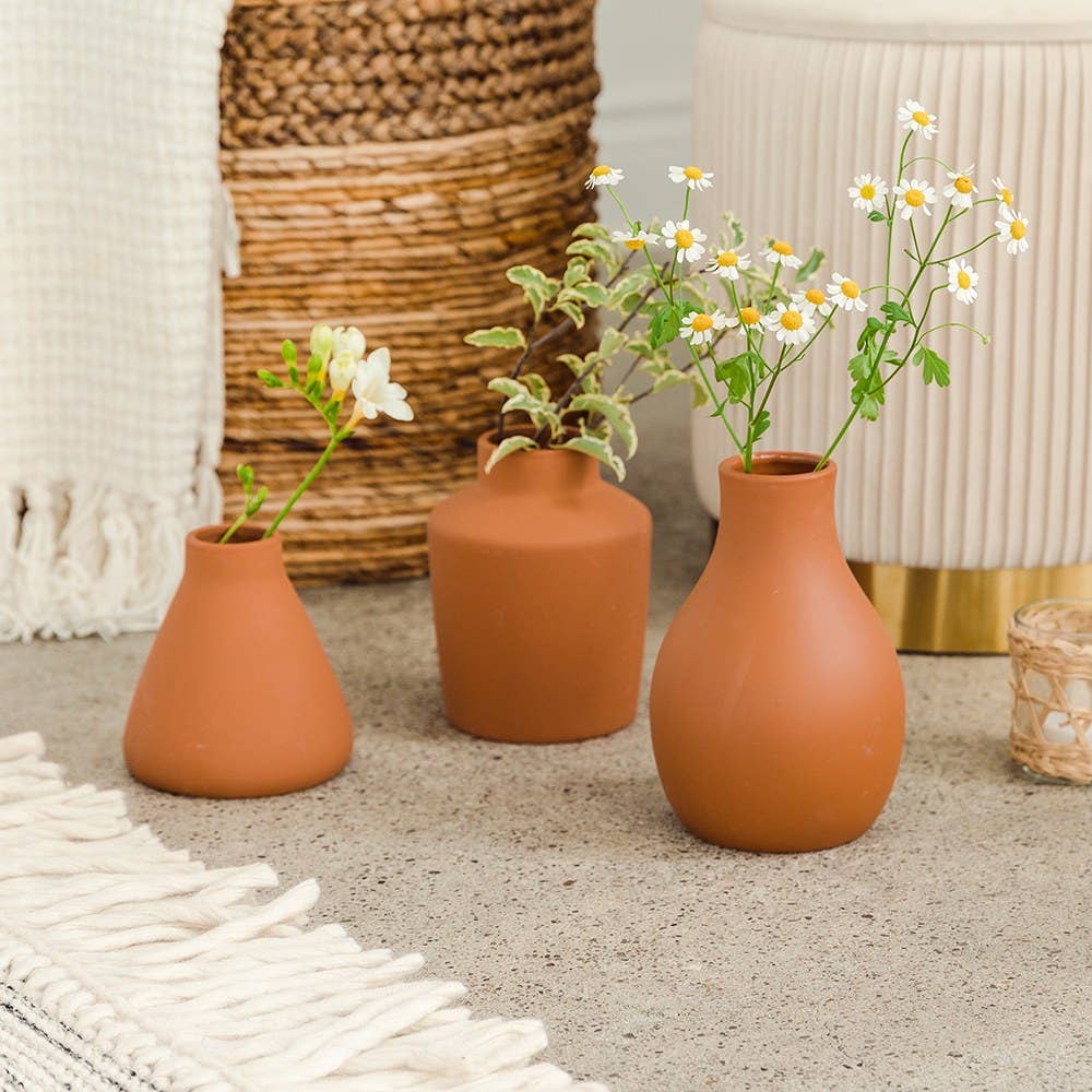 Weddingstar Inc. - Wholesale Vase - 3-Piece Clay Table Vase Set - Brown Terra Cotta2