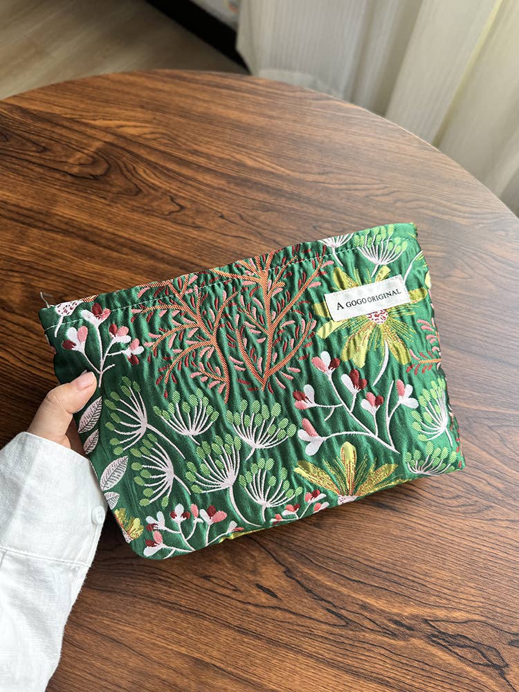 Little Trendy - Wholesale Makeup/Cosmetic Bag - Floral print Textured Cosmetic Bag travel toiletry bag 1