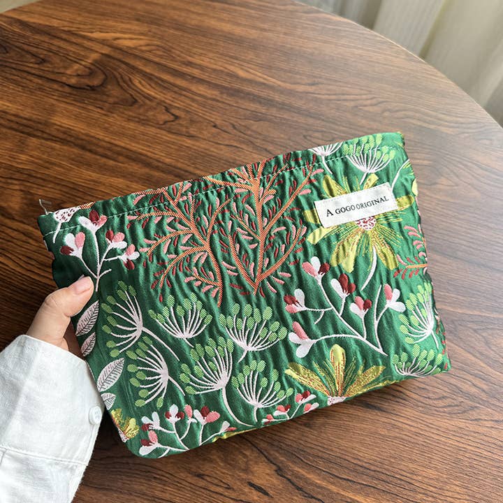 Little Trendy - Wholesale Makeup/Cosmetic Bag - Floral print Textured Cosmetic Bag travel toiletry bag 1