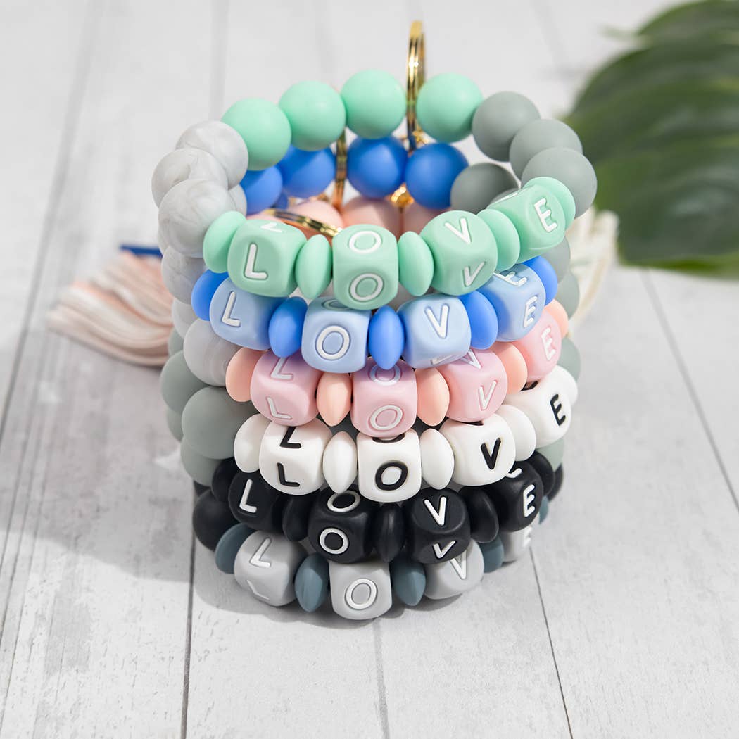 SoapElenGlen - Wholesale Keychain bracelet - LOVE Beaded Tassel Bracelet Keychain, Mother's Day Gift12