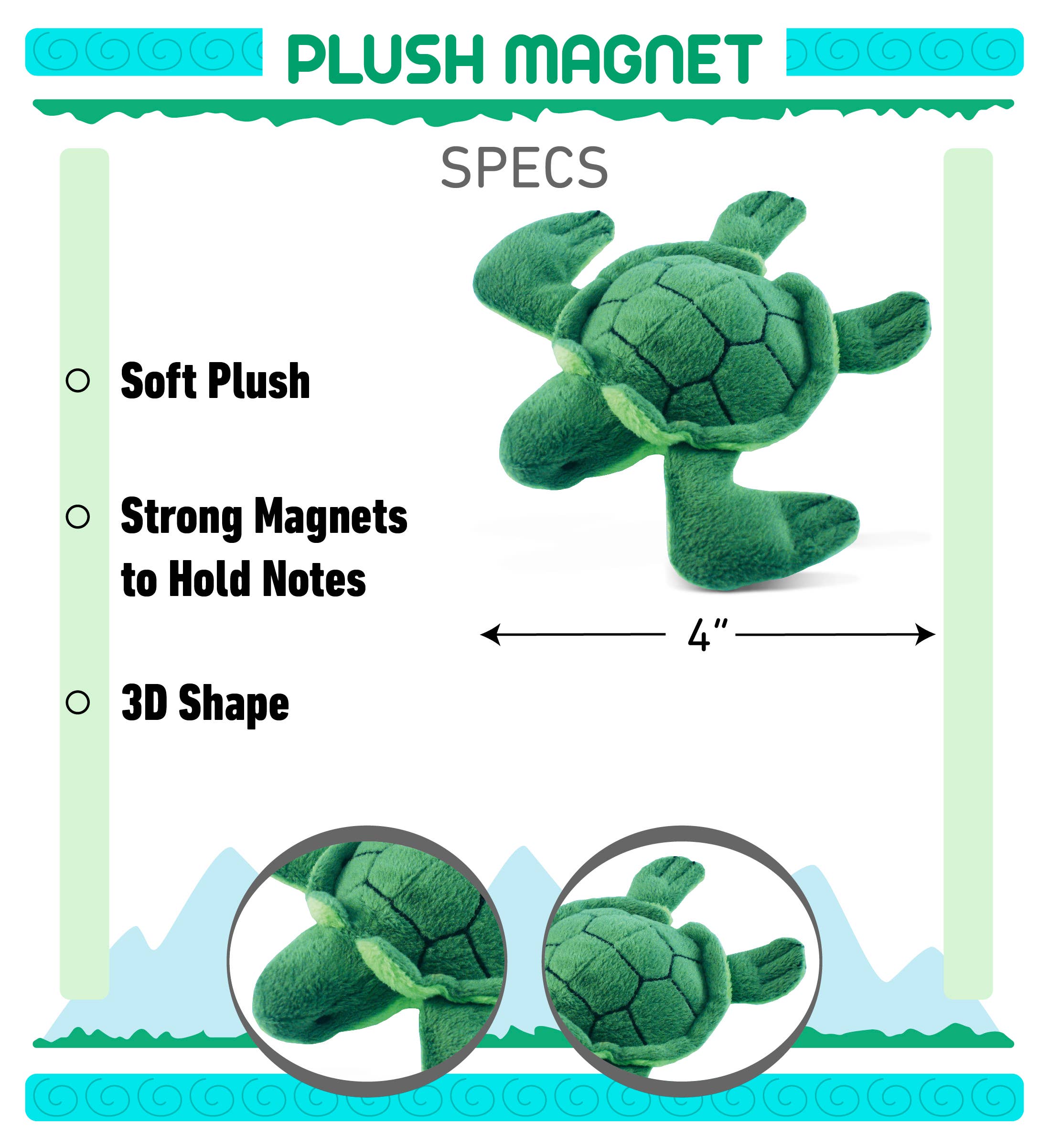 Cota Global – Großhandel Kuschel-/Plüschtier – Kind & Baby – Plüschmagnet - Meeresschildkröte1