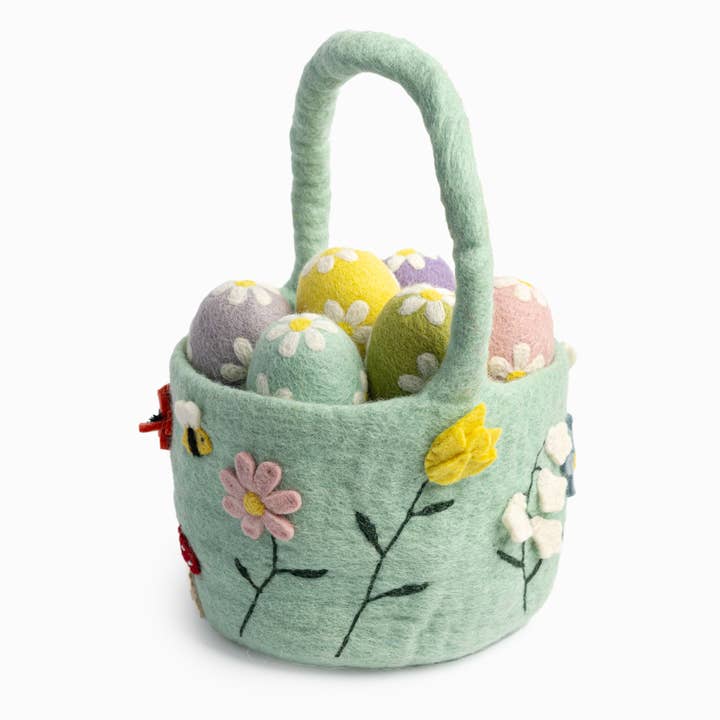 Global Goods Partners - Wholesale Classic Toy - Kids - Felt Floral Easter Egg - Set of 6