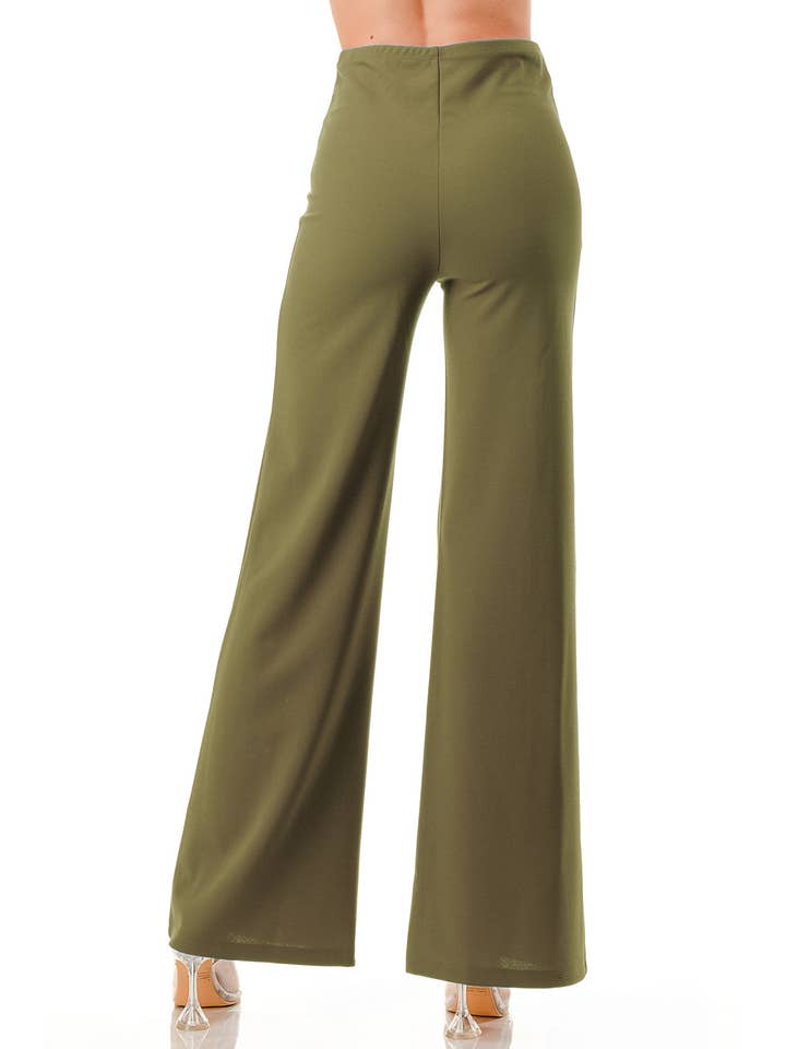 Color 5 - Wholesale Pants - Women's - Olive color formal dressy pants with seam front slim looking1