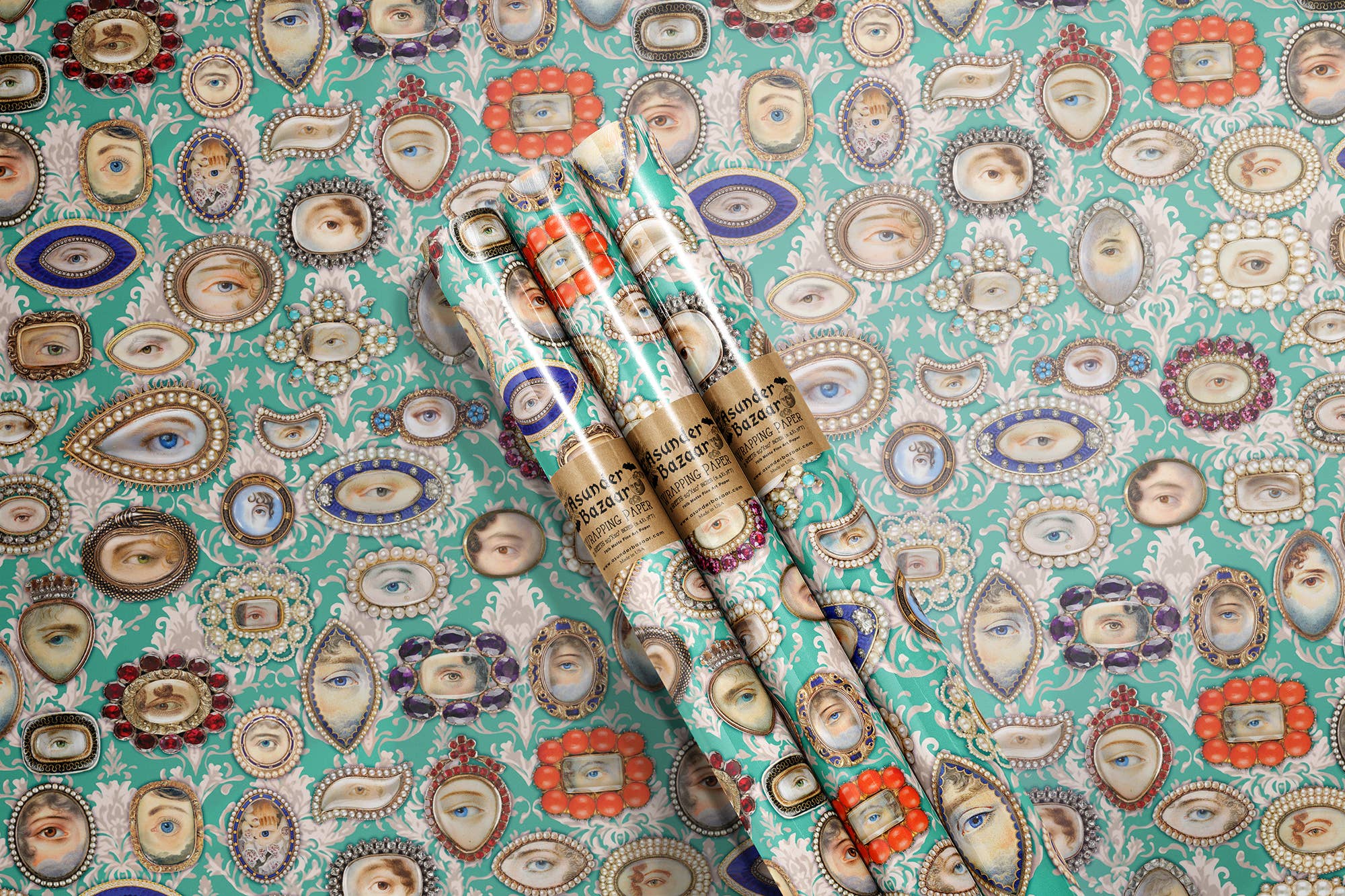 Asunder Bazaar - Wholesale Wrapping Paper Roll - Lovers Eyes Mementos Pattern Wrapping Paper Set 3 Sheet Roll1