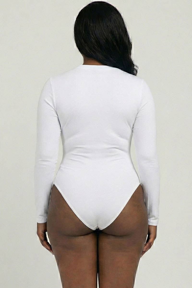 CAPELLA APPAREL - Wholesale Bodysuit - Women's - Plus Solid Long Sleeve Round Neck Bodysuit14