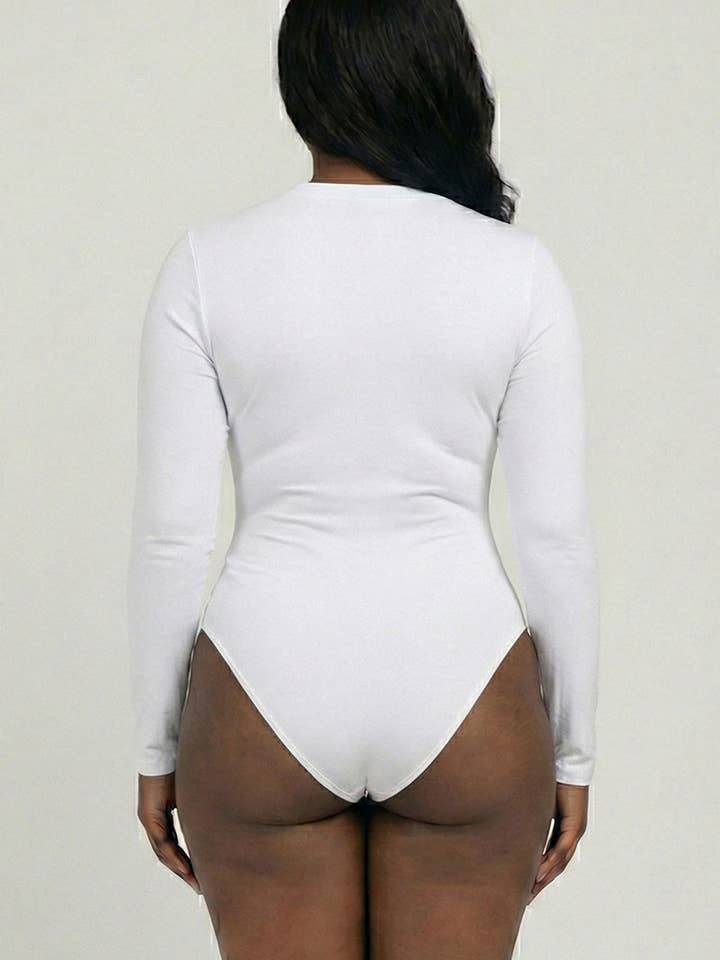 CAPELLA APPAREL - Wholesale Bodysuit - Women's - Plus Solid Long Sleeve Round Neck Bodysuit14