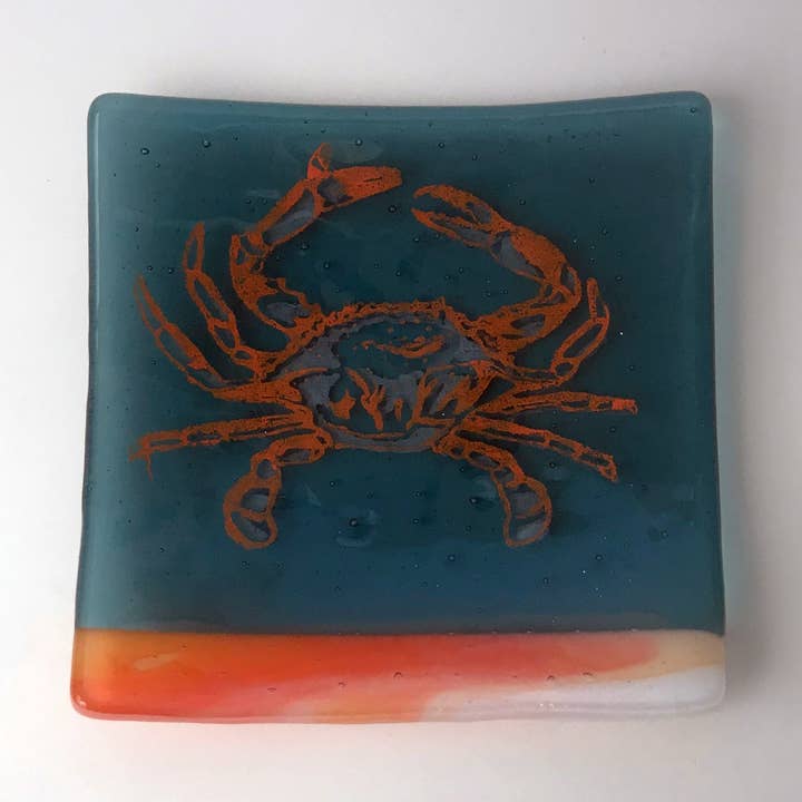 Maryland Crab Fused Glass 4.5" Catch-All Dish for wholesale by Greetings From - Travel Inspired Goods by Kiku Handmade