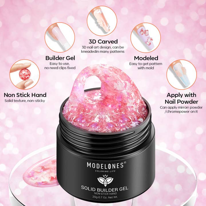 Modelones - Wholesale Nailcare Set - Butterfly Garden - Non-Stick Hands Solid Builder Gel 20g