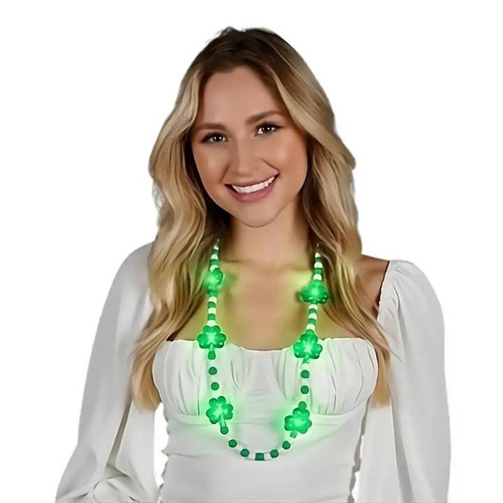 Blinkee.com, LLC - Wholesale Party Favor - Flashing Shamrock Charms Necklace for St. Patrick's Day