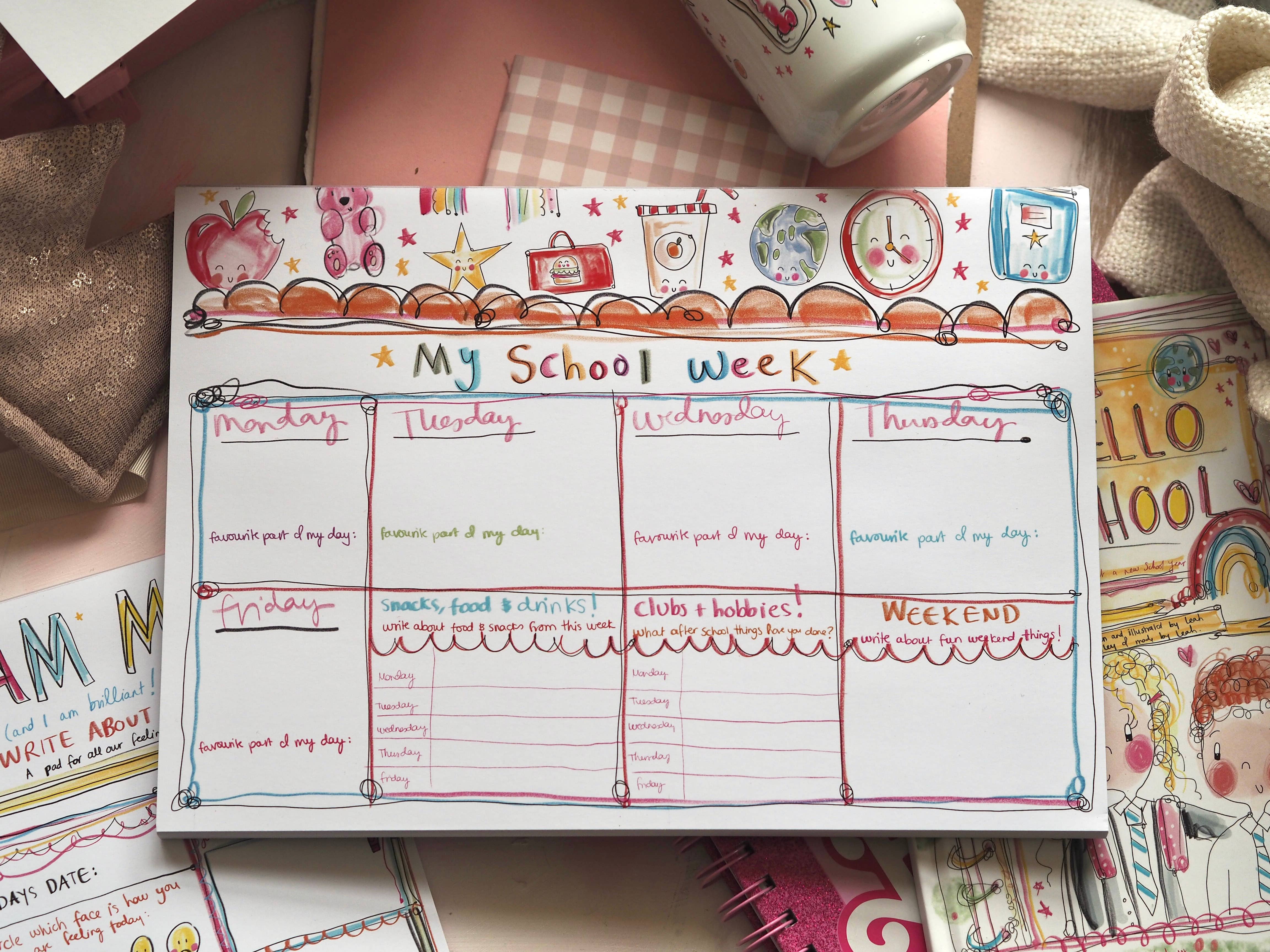 Made by Leah – wholesale Planner – The ‘My School’ Week Desk Pad2