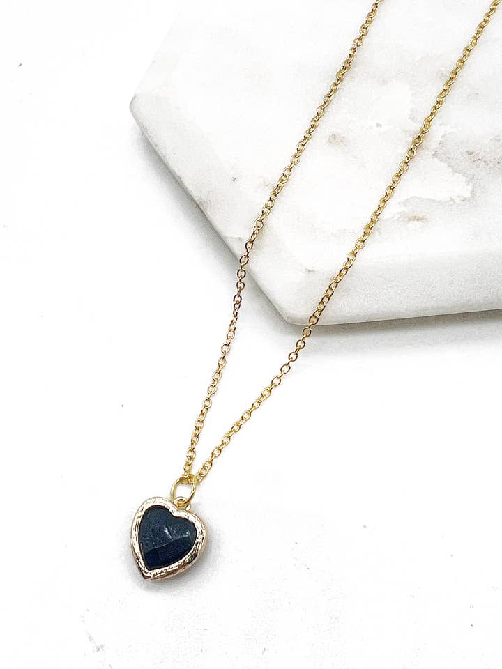 Black Gold Crystal Heart Layering Charm Necklace Valentines for wholesale by Baubles by B