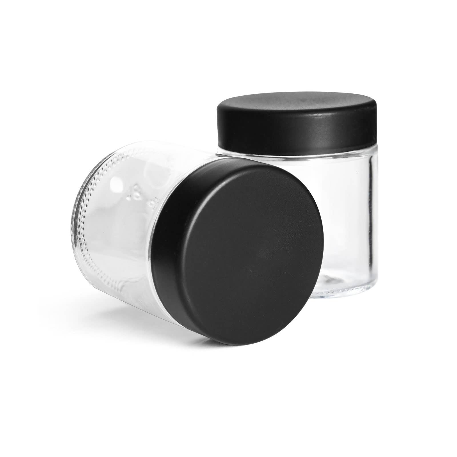 Human Objects® - Wholesale Jar - 3oz/60ml Clear Glass Jar With Black Child Resistant Caps2