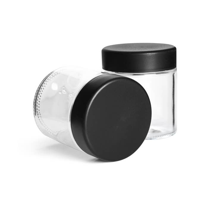 Human Objects® - Wholesale Jar - 3oz/60ml Clear Glass Jar With Black Child Resistant Caps2
