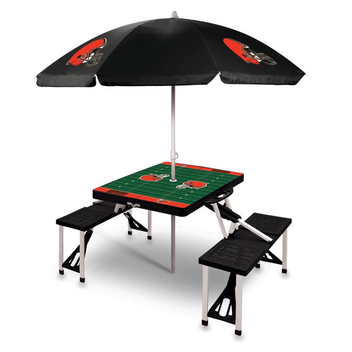 Cleveland Browns Picnic Table with Seats & Umbrella for wholesale by Picnic Time Family of Brands