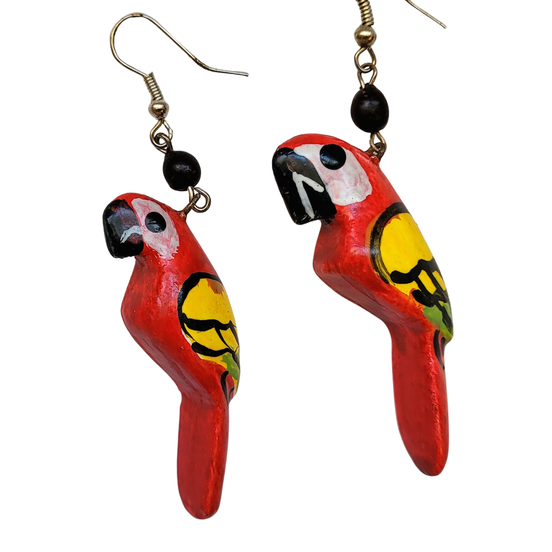 Amazon Ecology - Wholesale Hangende/ronde oorbellen - Macaw oorbellen van balsemhout - gemaakt door ambachtslieden uit het Peruaanse Amazonegebied2