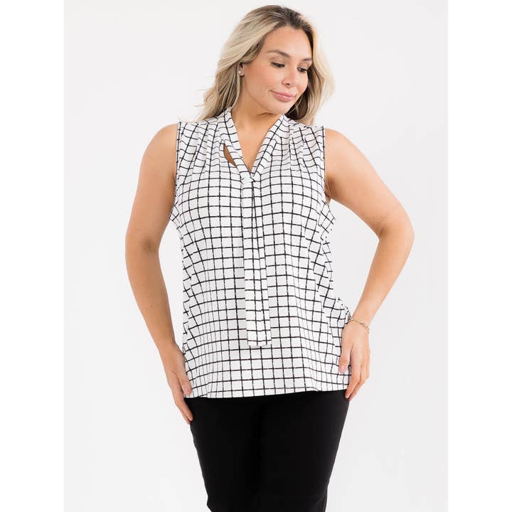 PLUS PLAID MOS CREPE HALSBÅND TANKTOP for engroshandel hos Perseption