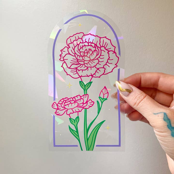 Décalcomanie Attrape-Soleil Arc-en-Ciel Œillet | Accessoire Fleur pour la vente par Chelzart