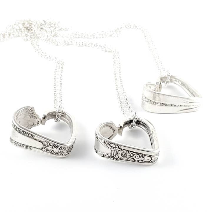 Midnight Jo - Wholesale Pendant/Charm Necklace - Mixed Bag Upcycled Spoon Open Heart Necklace