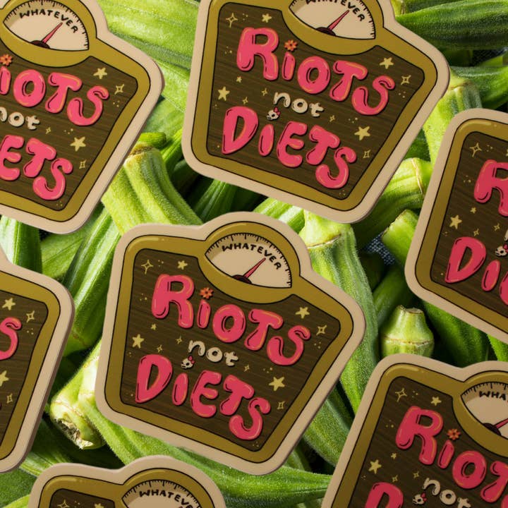 RIOTS not DIETS! - Sticker (Glossy) for wholesale by Liberal Jane Illustration