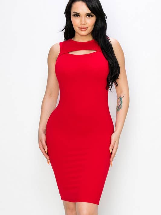 Party Favor Front-Cut Out Sleeveless Bodycon Dress for wholesale by Yelete