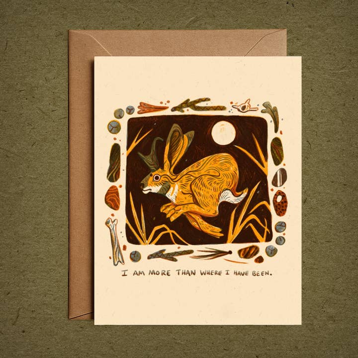 Jackalope – Blank Greeting Card Nature Illustration for wholesale by Pine Bones