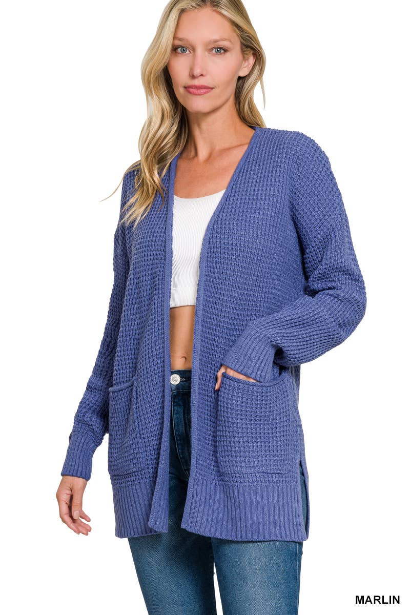 42POPS – Engroshandel Cardigan - Dame – ,,,..Lav Gauge Vaffel Åben Cardigan Sweater17