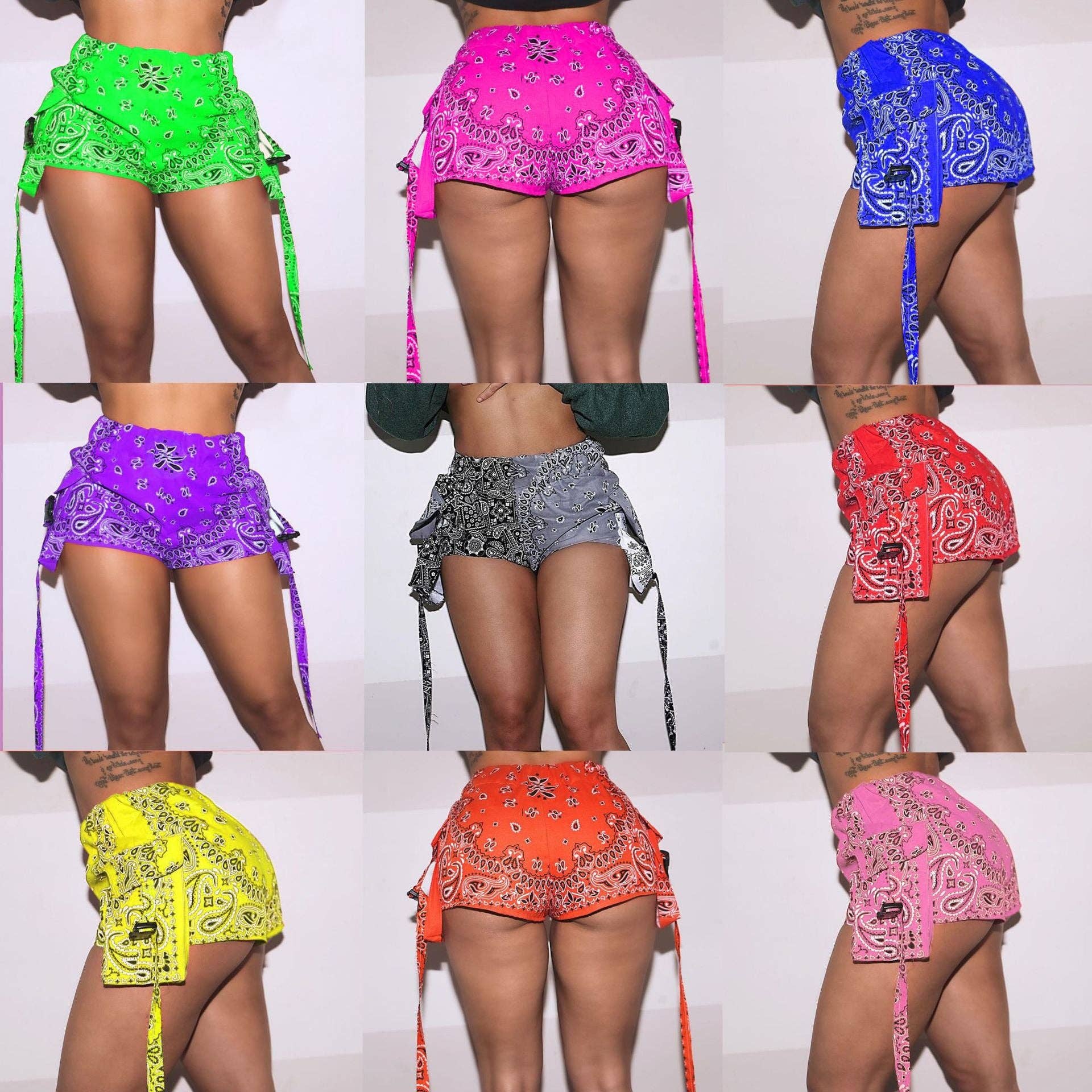 MB Fashion Wholesale - Wholesale Shorts - Women's - MB FASHION Bandana Print Shorts with Buckle Straps 4334R3