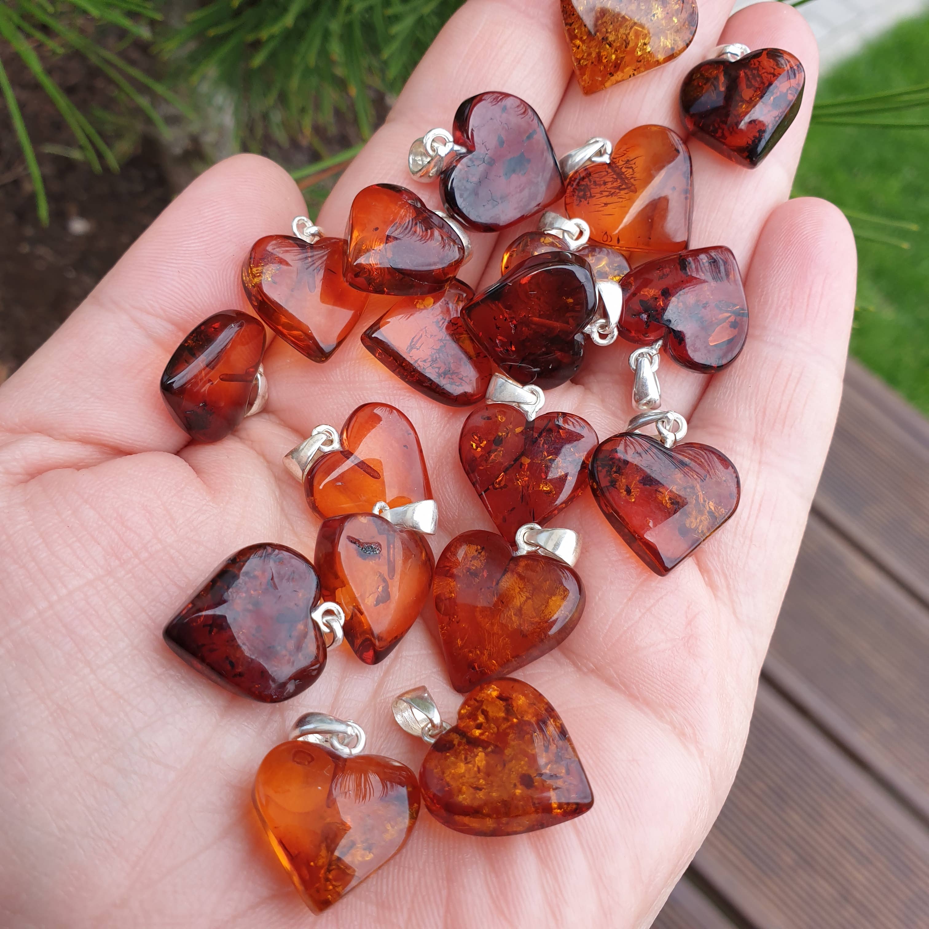 AmberLithuania - Wholesale Pendant/Charm Necklace - Gemstone pendant Crystal Necklace Real Baltic Amber Heart5