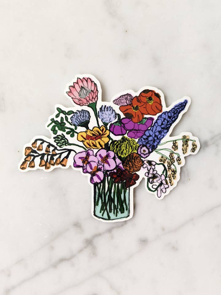 Bouquet in Water Sticker for wholesale by Madeleine Sywulak US
