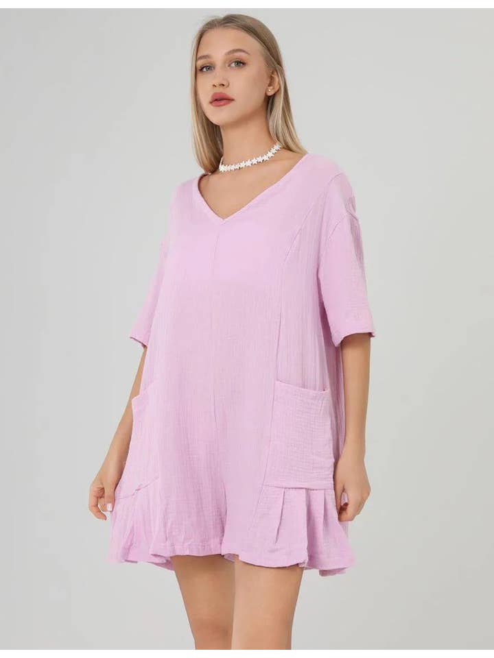 Sweetkama - Wholesale Romper - Dames - Romper met ruches en V-hals en gedrapeerde mouwen SKJ1815