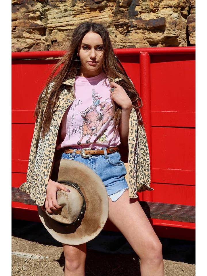 The Coyote Cowgirl - Wholesale Screen Printed T-Shirt - Women's - Wild n Wooly (Bulk)-027A