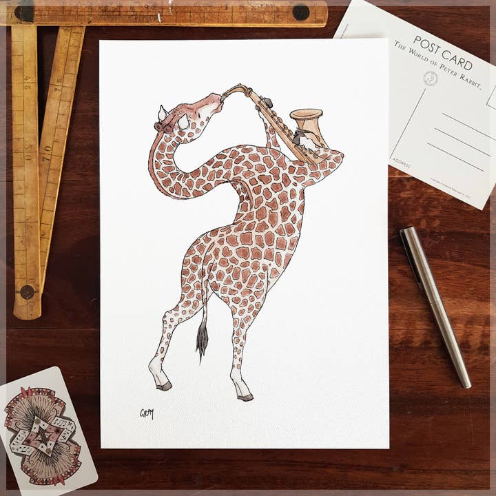 The Giraffe - A4 Art Print for wholesale by Erlenmeyer Art