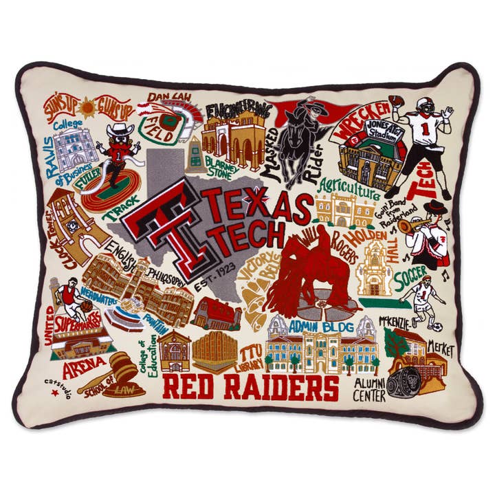 Texas Tech University Collegiate Embroidered Pillow for wholesale by catstudio