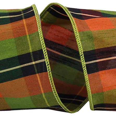 RELIANT RIBBON - Wholesale Ribbon - Gift Wrapping - Grand Tonal Plaid Dupioni Wired Edge, 4 In, 10 Yards