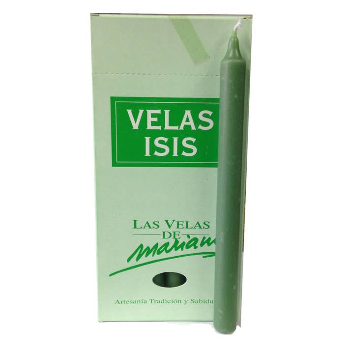 Box of 18 Dark Green Isis I Candles for wholesale by WLM