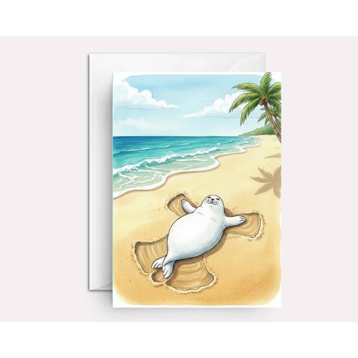 Beach holiday card - Sand Angel for wholesale by Paper Bound Greetings