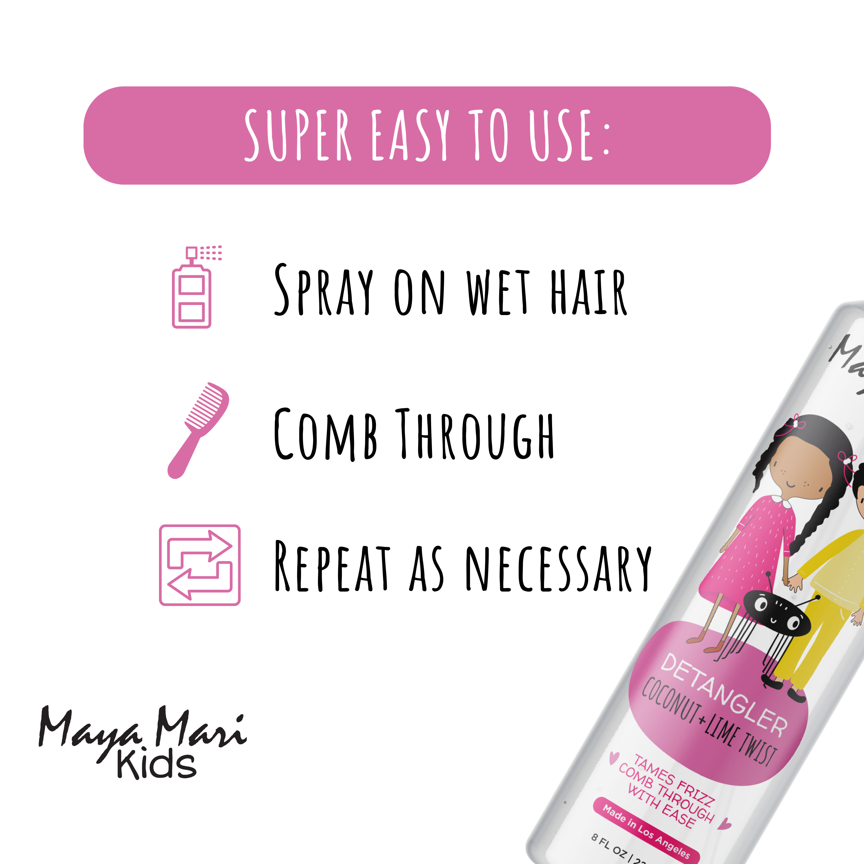 Maya Mari Kids Haircare - Wholesale Hair Leave-In Conditioner - Maya Mari Kids Detangler in Coconut and Lime Twist - 8 oz4