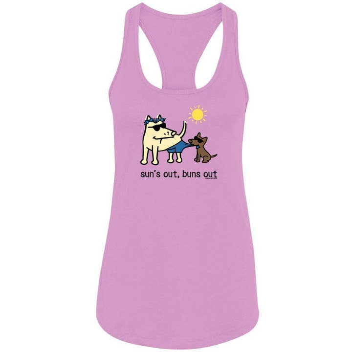 Sol fuera, traseros fuera - Camiseta de tirantes para mujer para venta al por mayor de Teddy the Dog