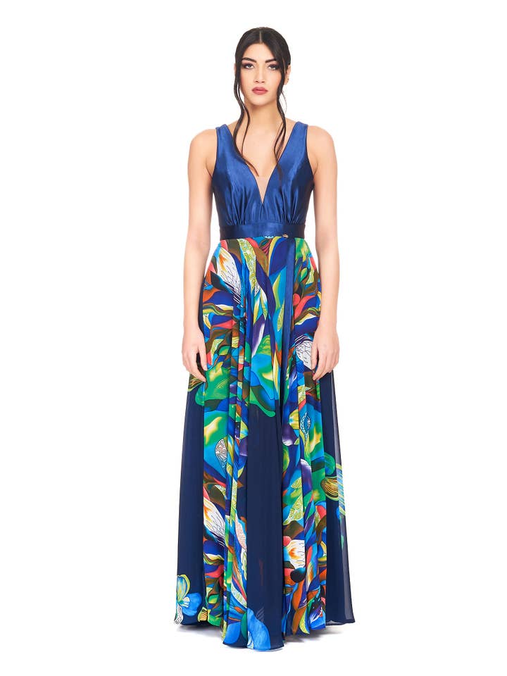 Kuea Italian Style - Vente Robe de soirée – femme - Robe à motifs et fente sur le devant4