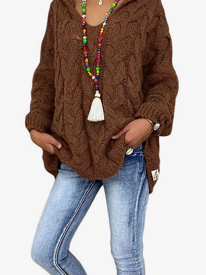 Cable-Knit Hooded Sweater for wholesale by Fashion Quality Boutik