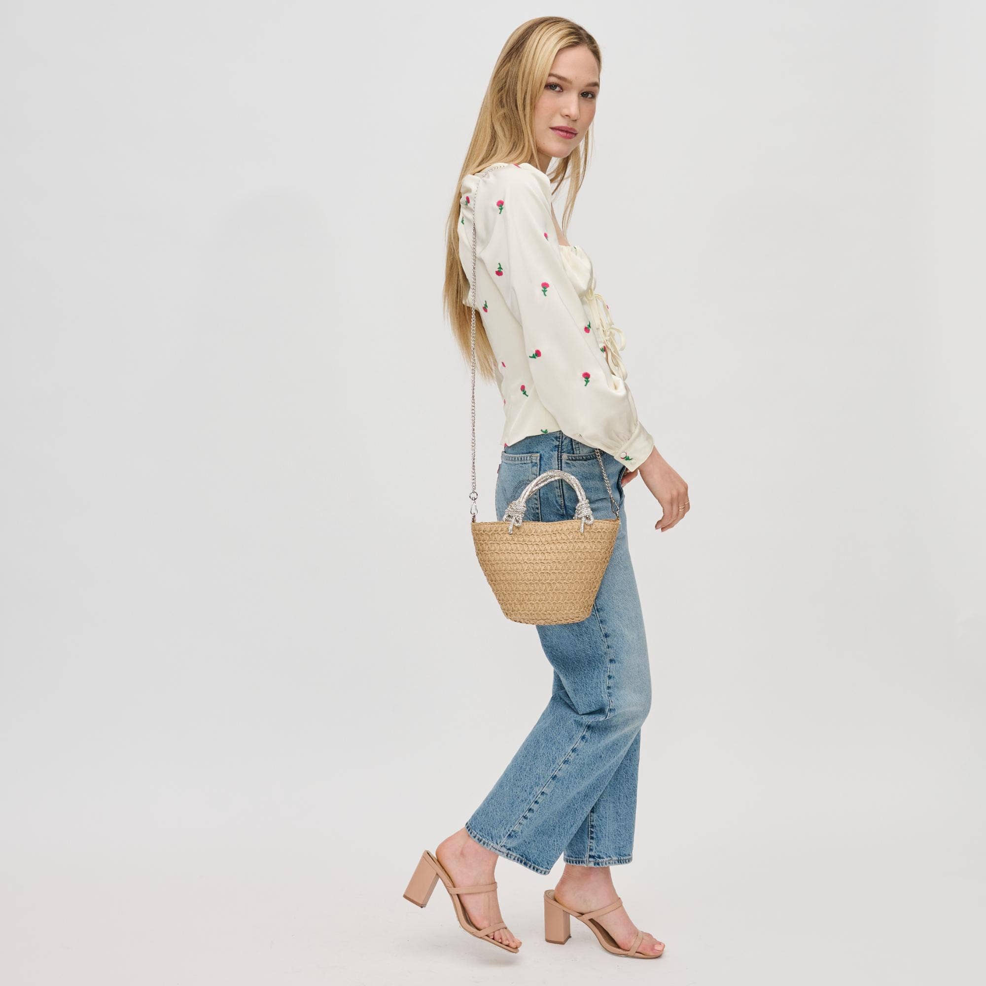 Urban Expressions – wholesale Bärkasse - Dam – Gaia Straw Mini Tote med kristallhandtag30