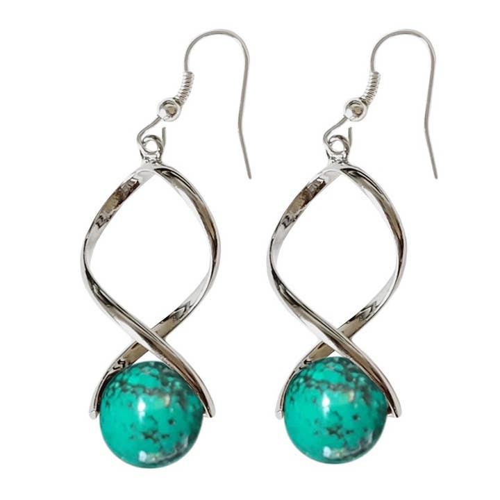 Artisans de Madagascar - Wholesale Dangle Earrings - Turquoise Bead Earrings 12mm