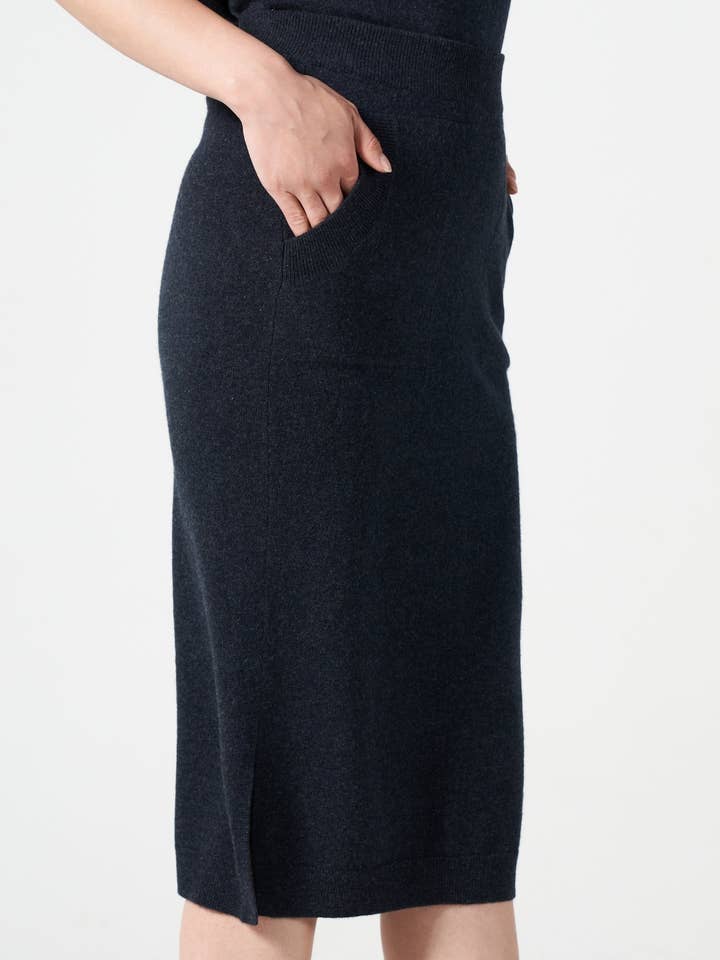 Cashmere Midi Pocket Skirt for wholesale by Apricity Cashmere