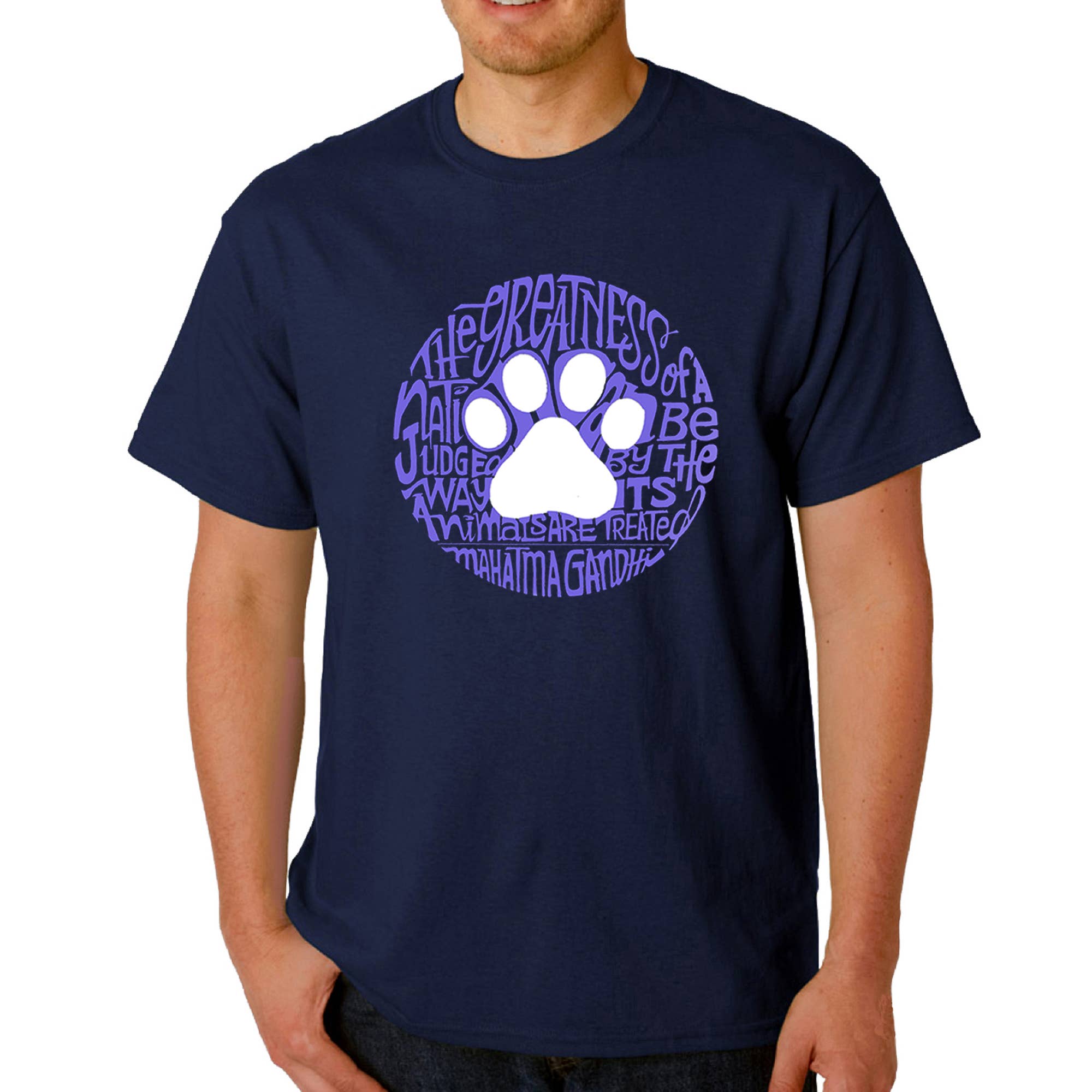 LA Pop Art - Wholesale Screen Printed T-Shirt - Men's - LA Pop Art Men's Word Art T-shirt - Gandhi's Quote1