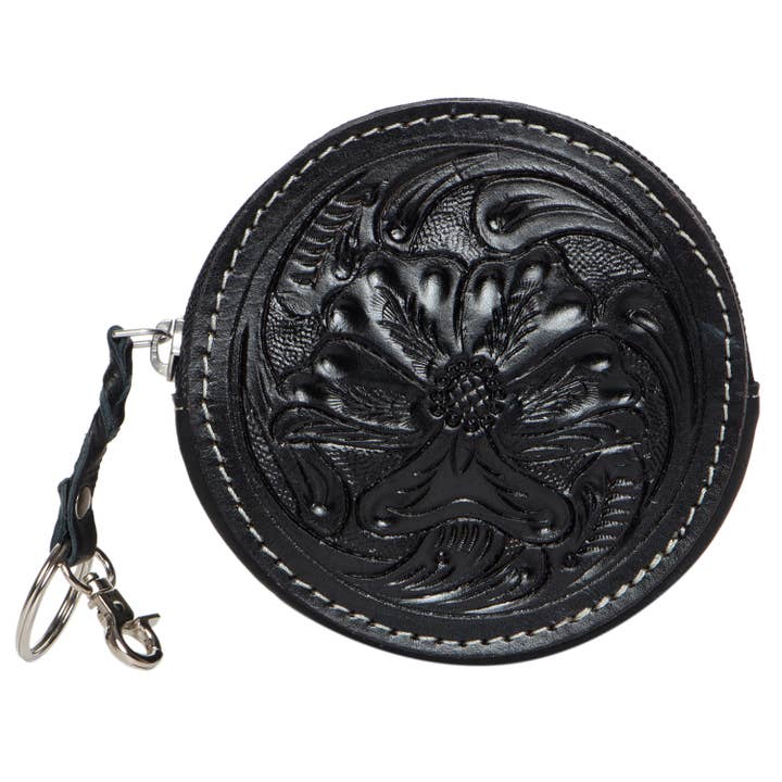 The Design Edge - Wholesale Coin Purse - Women's - Tooling Leather Round Purse - CA10