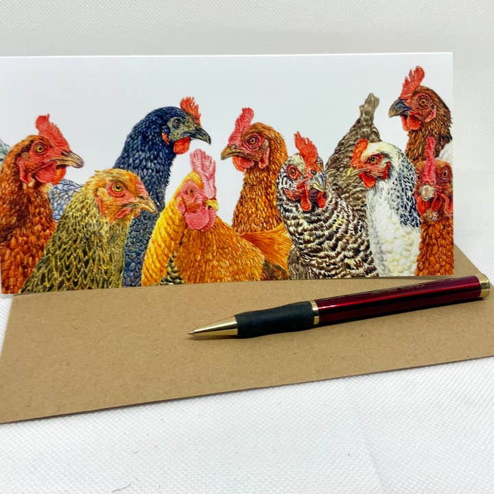 Cartes de vœux, Poules, (réunion du matin.) pour la vente par Robinson Collection