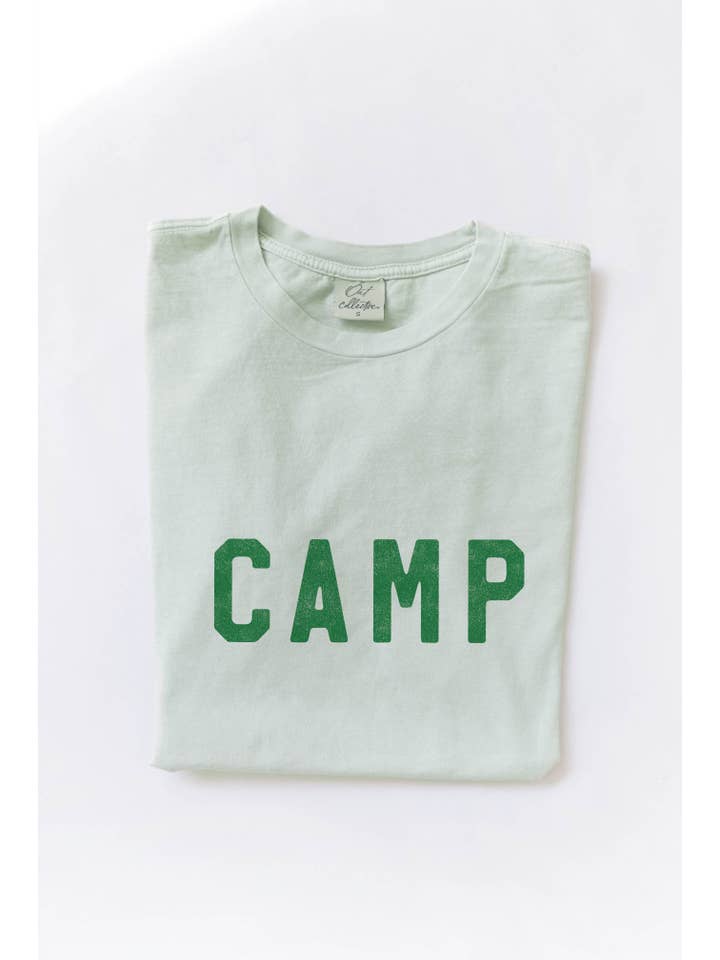 OAT COLLECTIVE - Wholesale Screen Printed T-Shirt - Women's - CAMP Mineral Washed Graphic Top
